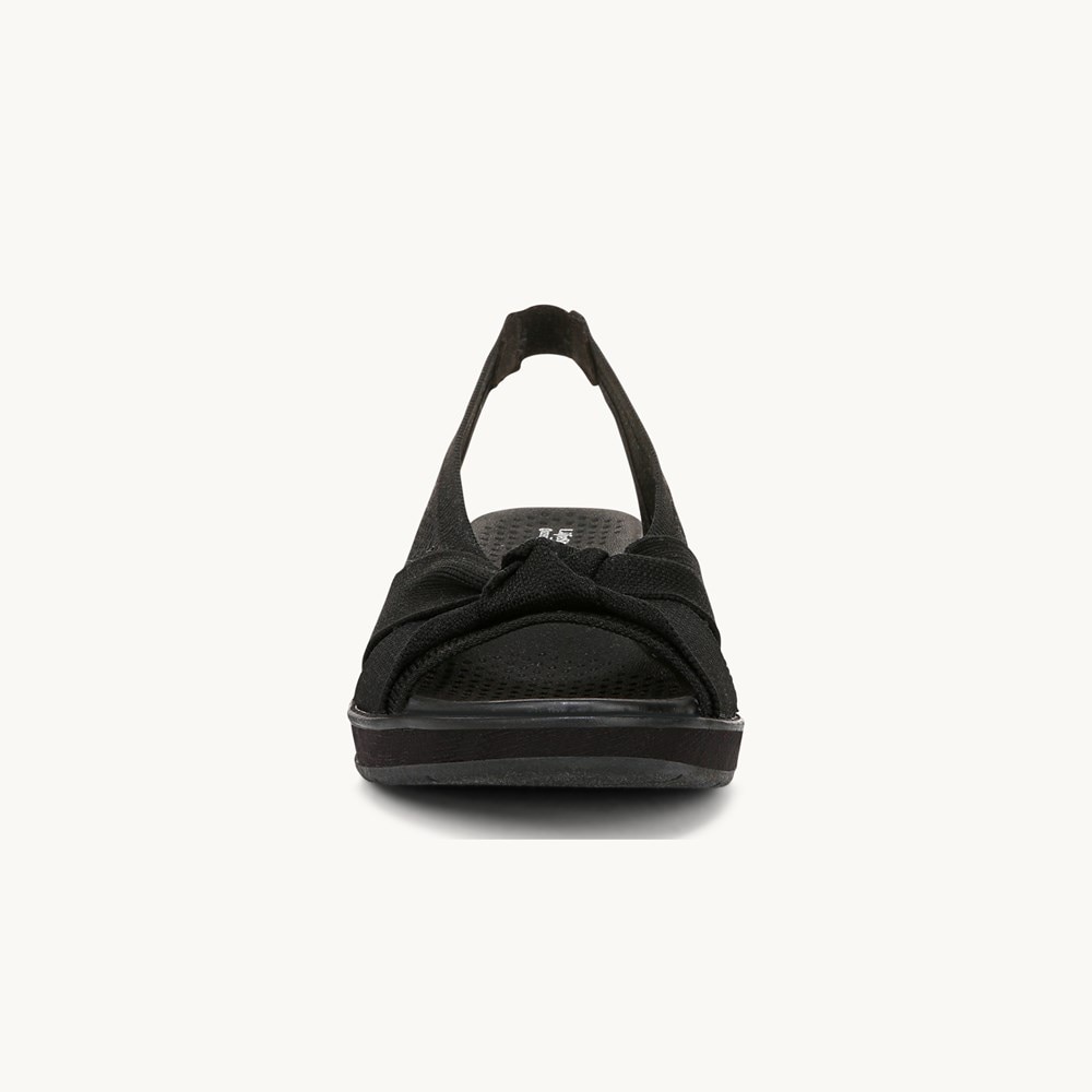 LifeStride Bell Slingback Wedge Sandal - Black Knit Fabric