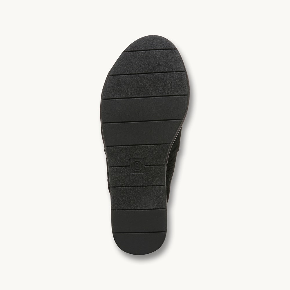 LifeStride Bell Slingback Wedge Sandal - Black Knit Fabric