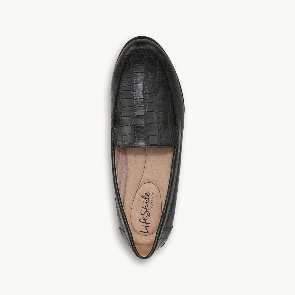 LifeStride Margot Loafer - Black Croc Print Faux Leather