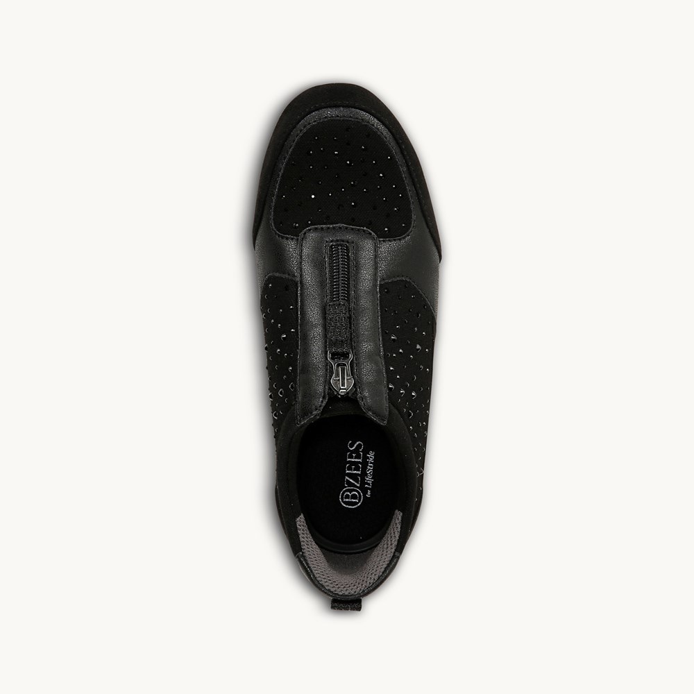 LifeStride Winner Sneaker - Black W/ Rhinestones
