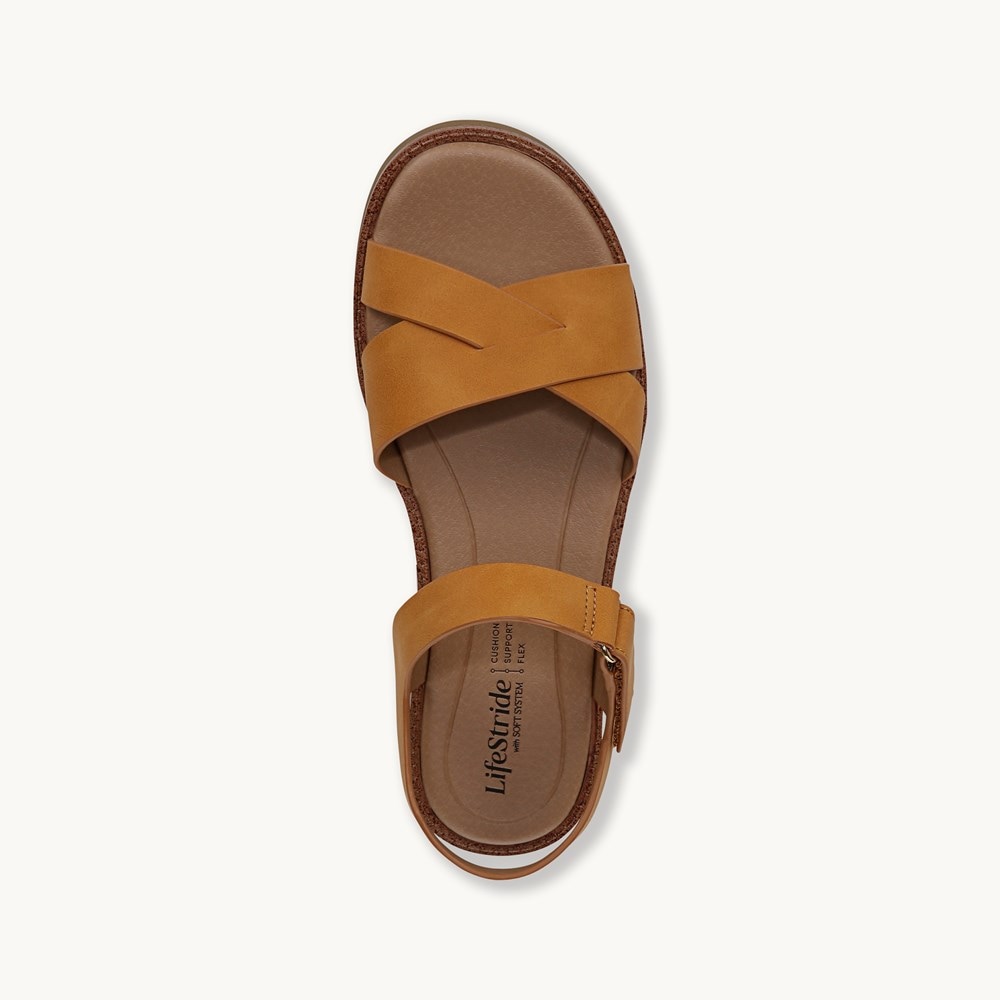 LifeStride Wren Strappy Sandal - Inca Gold Faux Leather
