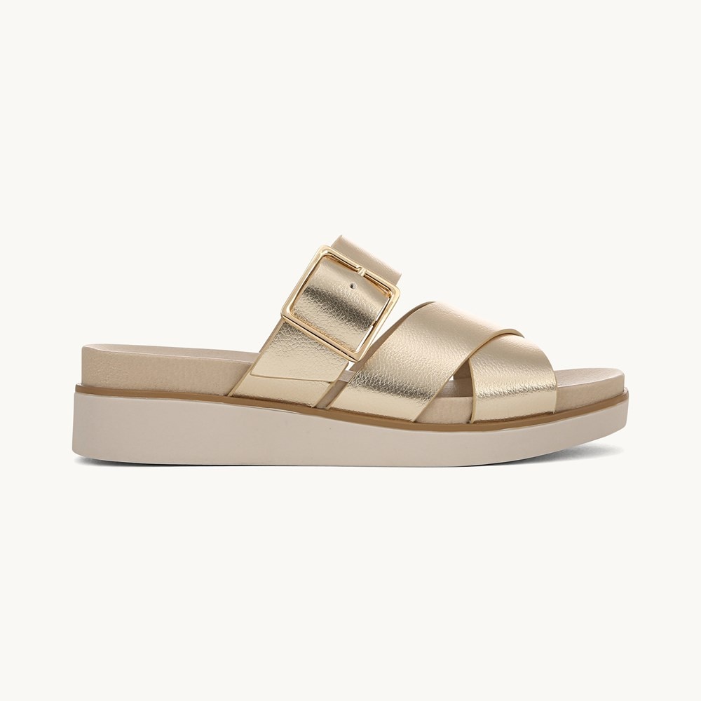 LifeStride Getaway Sandal - Gold Faux Leather