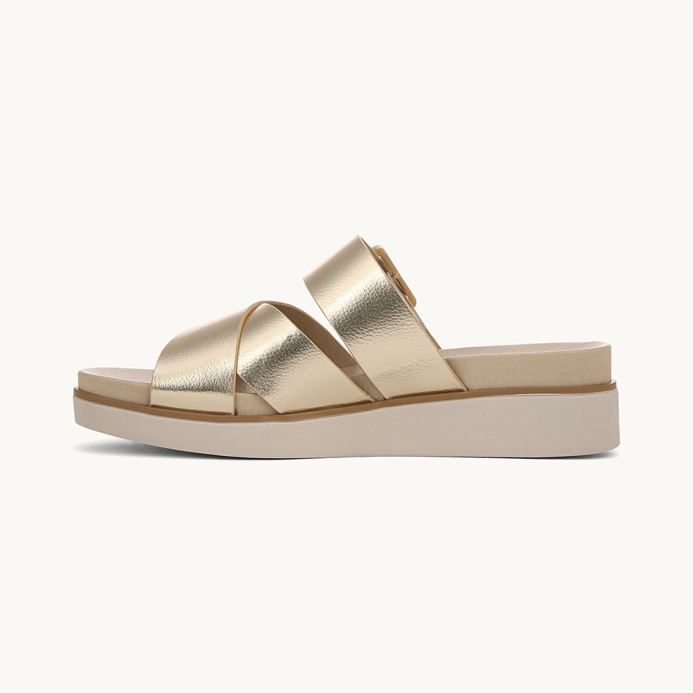 LifeStride Getaway Sandal - Gold Faux Leather