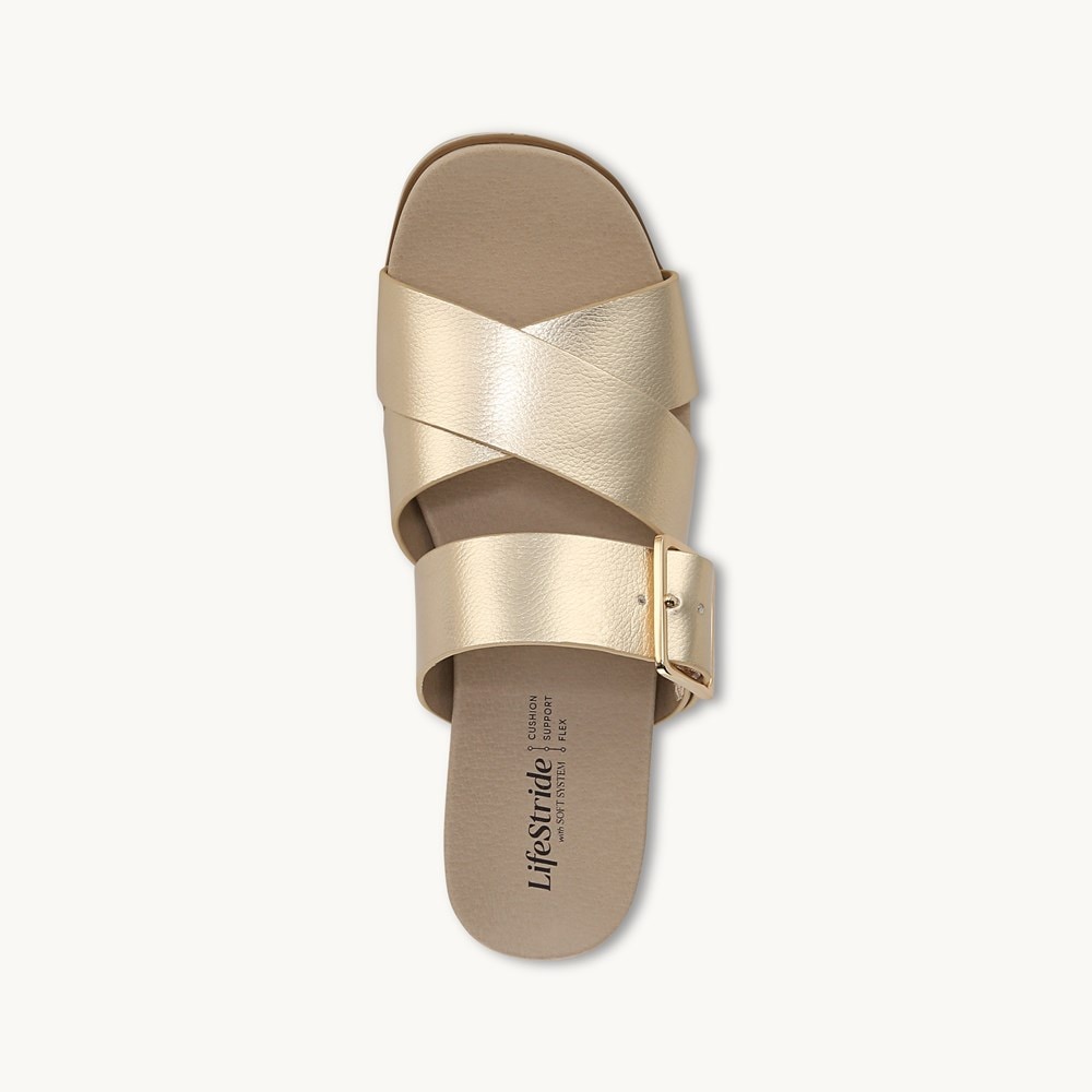 LifeStride Getaway Sandal - Gold Faux Leather