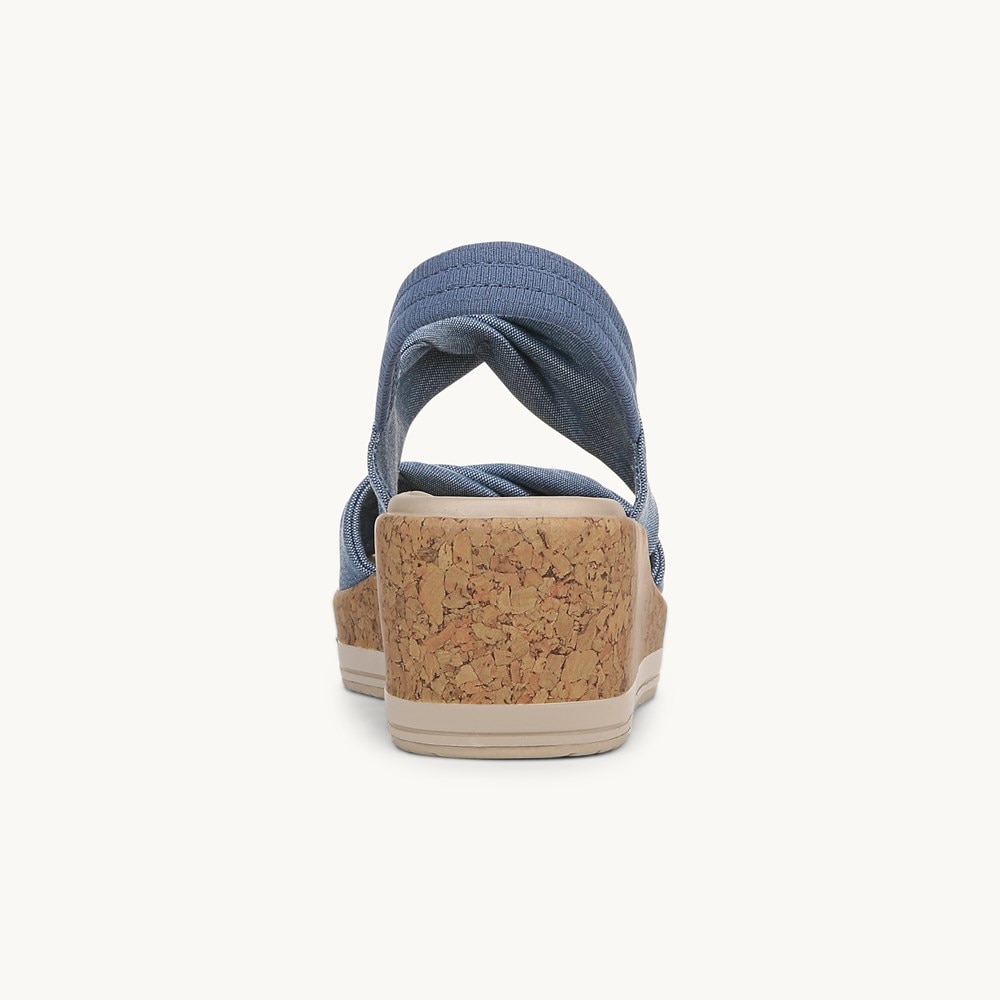 LifeStride Riley Slingback Wedge Sandal - Elemental Blue Linen Fabric