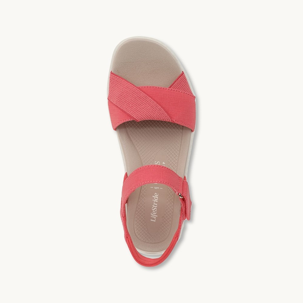 LifeStride Lane Strappy Sandal - Coral Beach Denim Fabric