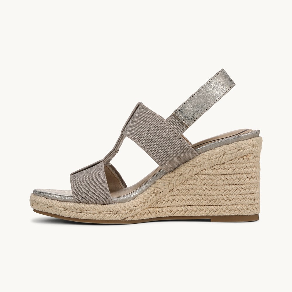 LifeStride Tallulah Espadrille Wedge Sandal - Taupe Faux Leather
