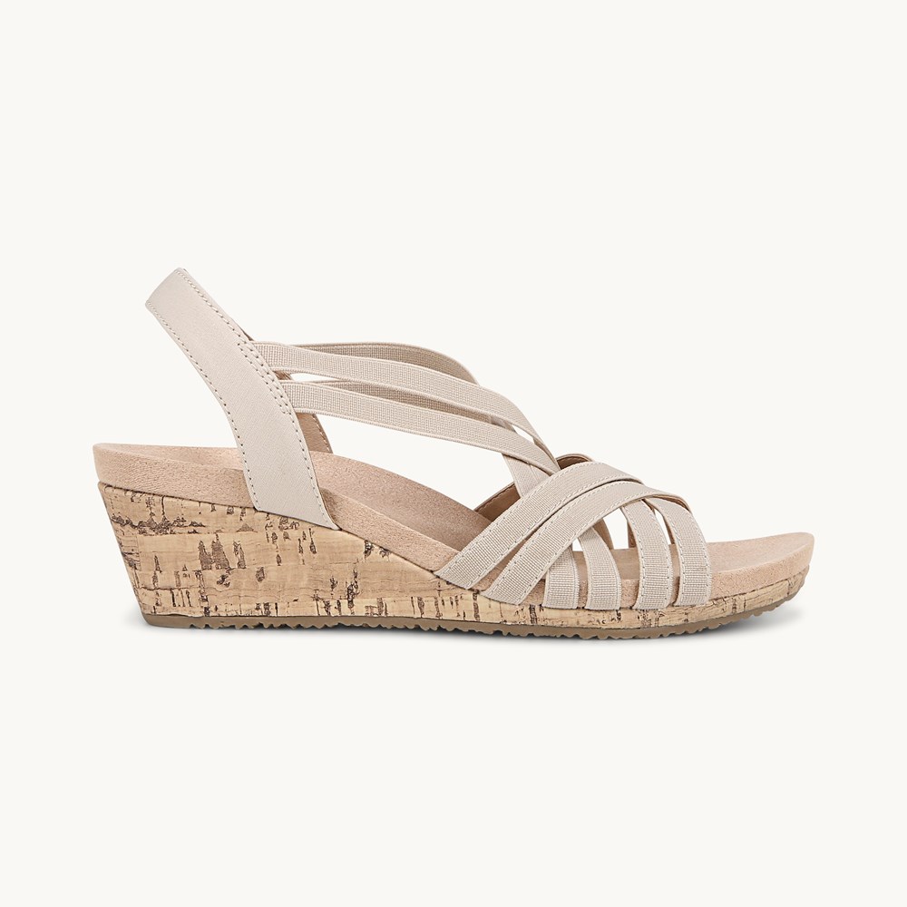 LifeStride Mallory Wedge Sandal - Almond Milk Fabric
