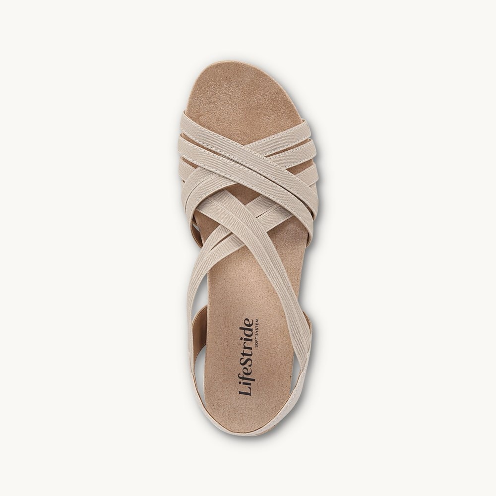 LifeStride Mallory Wedge Sandal - Almond Milk Fabric