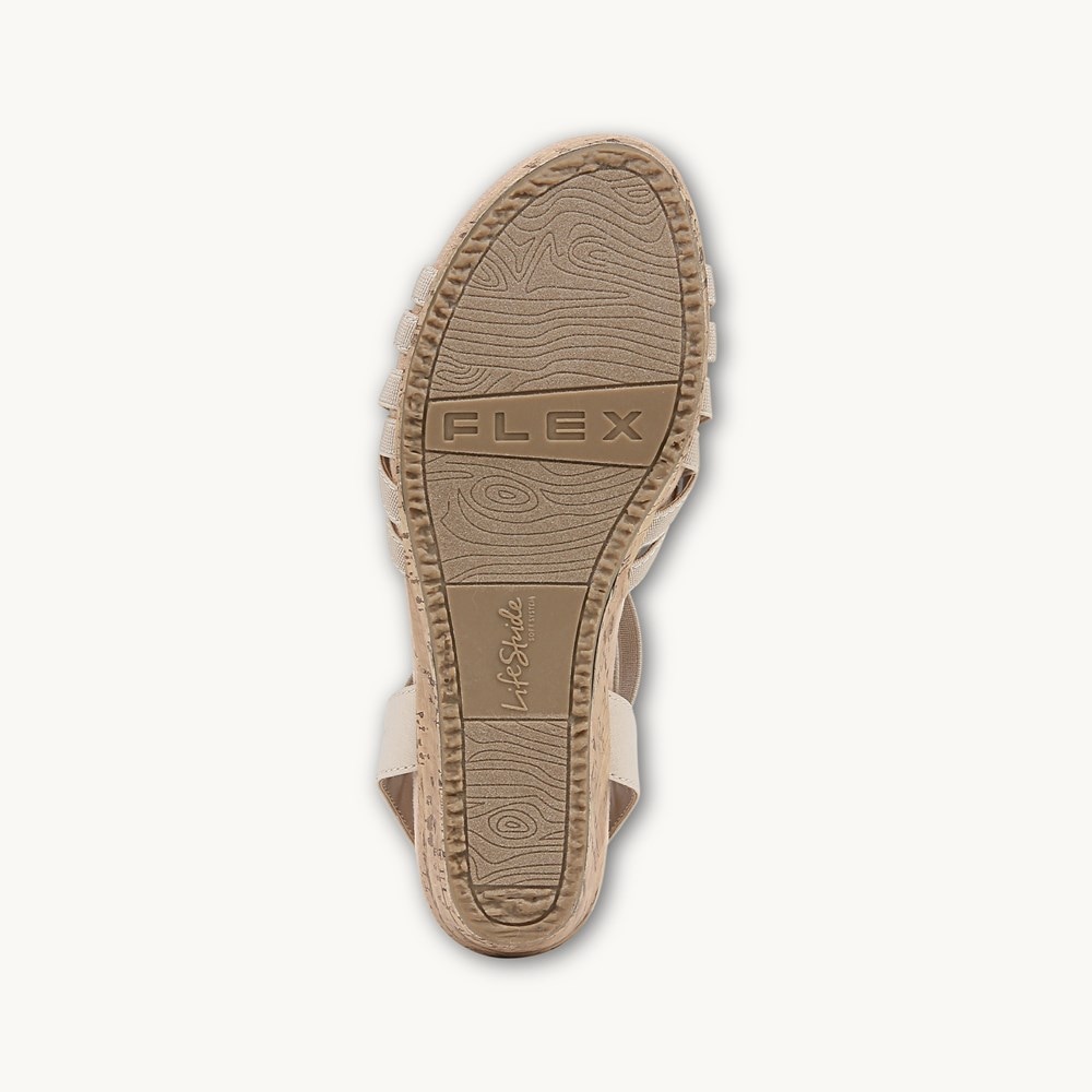 LifeStride Mallory Wedge Sandal - Almond Milk Fabric