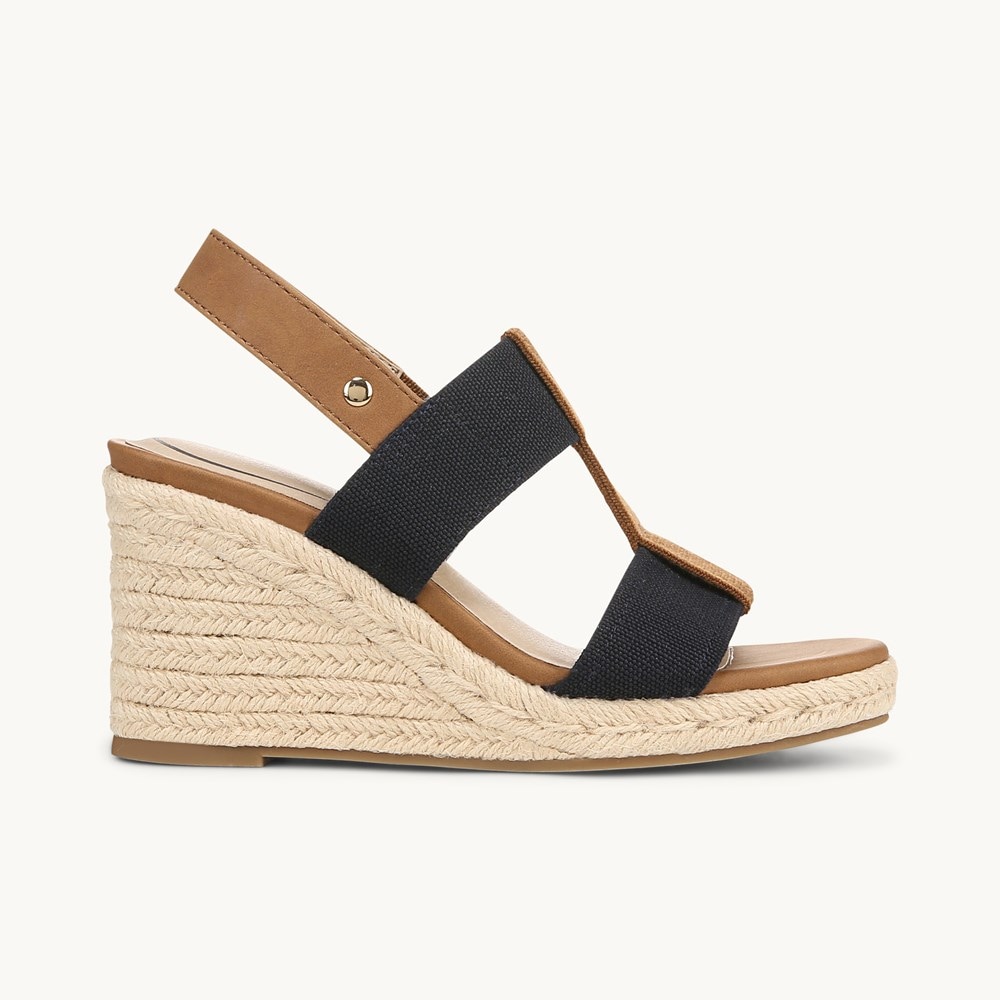 LifeStride Tallulah Espadrille Wedge Sandal - Navy/Natural Faux Leather