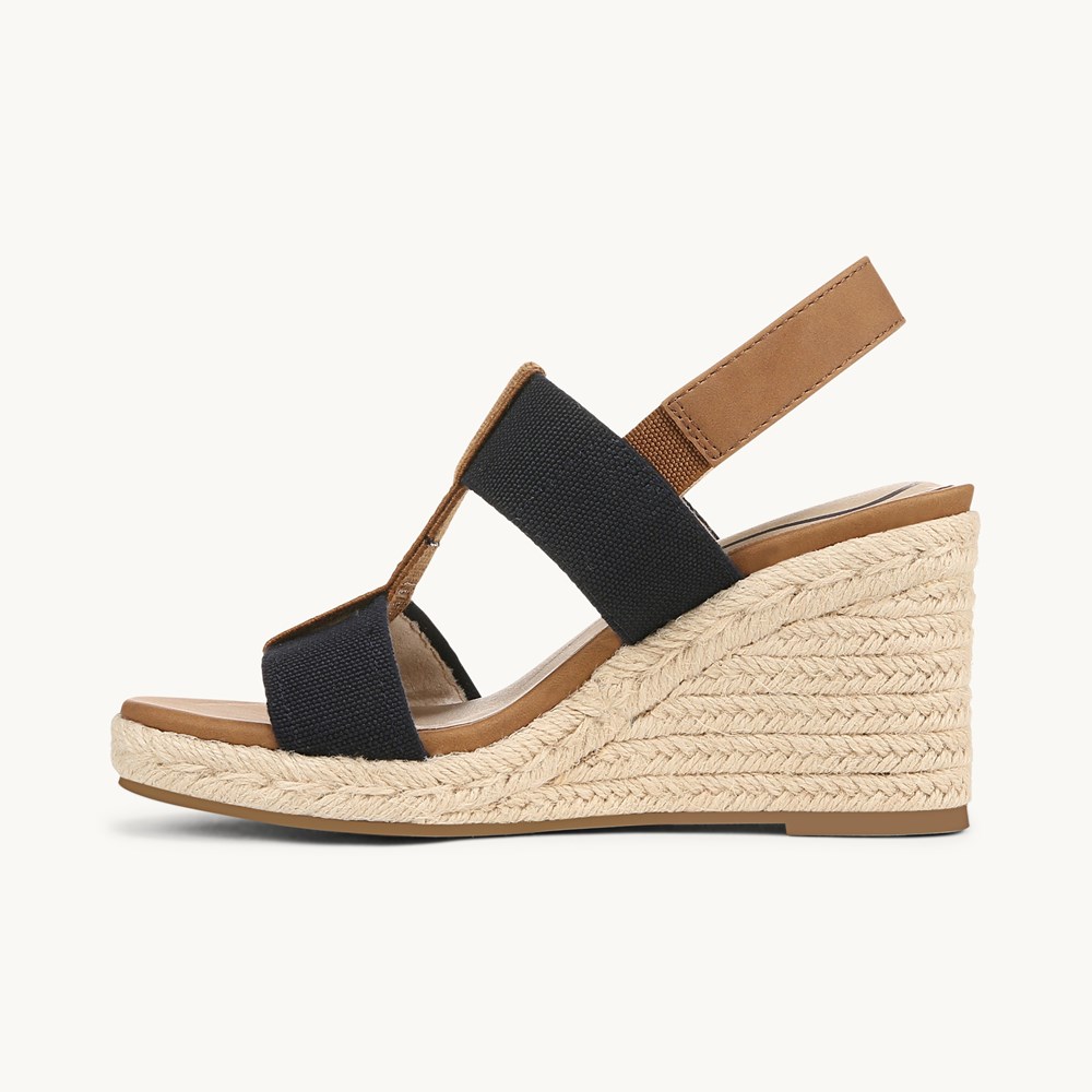 LifeStride Tallulah Espadrille Wedge Sandal - Navy/Natural Faux Leather