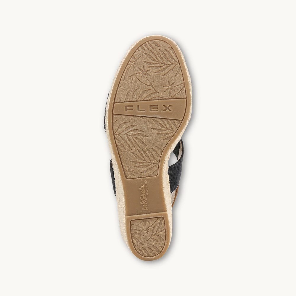 LifeStride Tallulah Espadrille Wedge Sandal - Navy/Natural Faux Leather