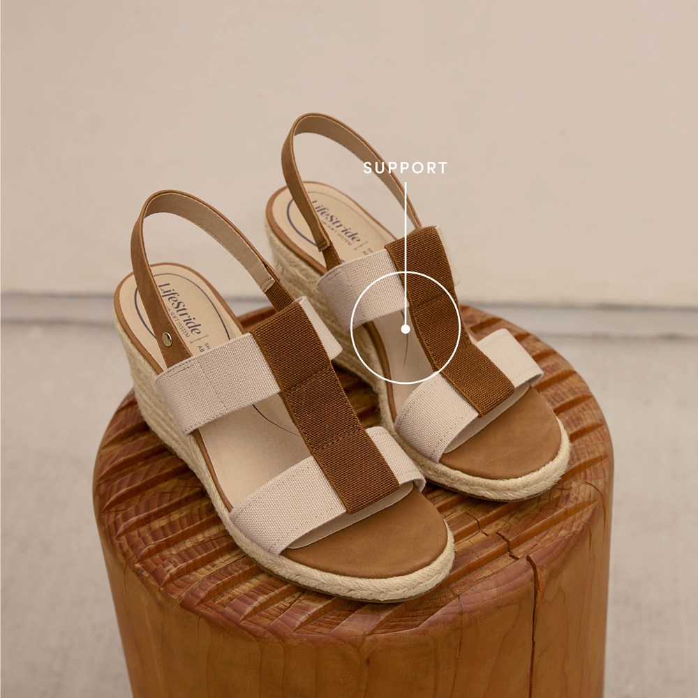 LifeStride Tallulah Espadrille Wedge Sandal - Navy/Natural Faux Leather