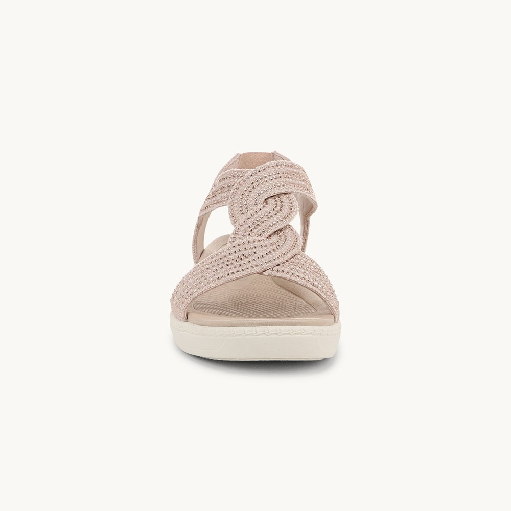LifeStride Lilly Bright Strappy Sandal - Barely Beige Stretch Fabric