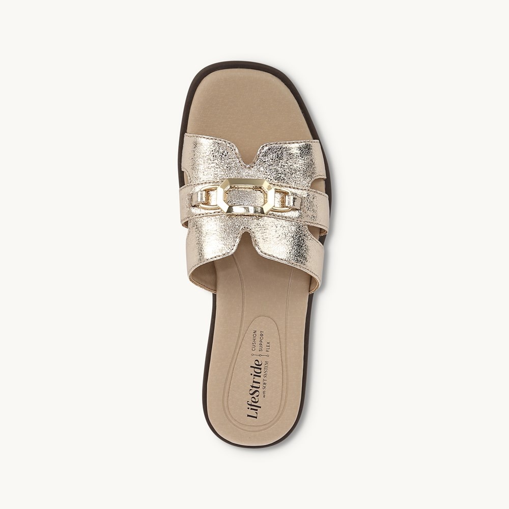 LifeStride Royalty Bit Sandal - Platino Gold Faux Leather