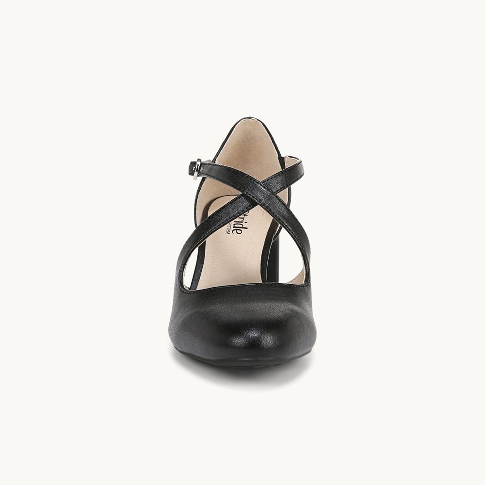 LifeStride Tracy Strappy Pump - Black Faux Leather