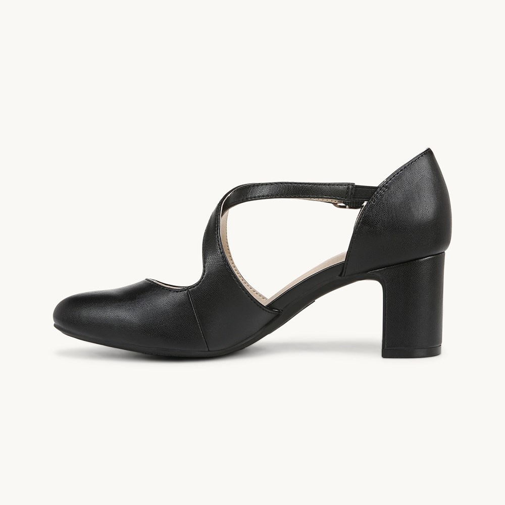 LifeStride Tracy Strappy Pump - Black Faux Leather