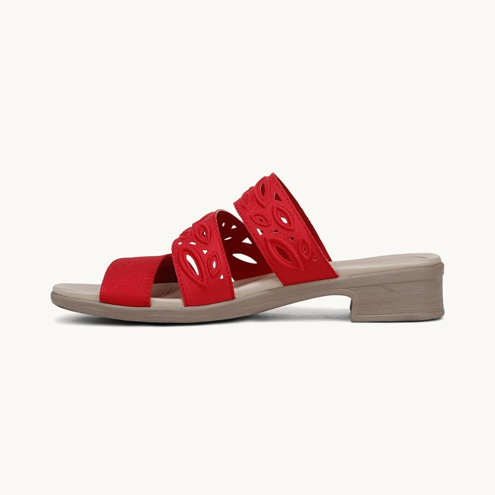 LifeStride Poppy Strappy Sandal - Fire Red Shimmer Fabric