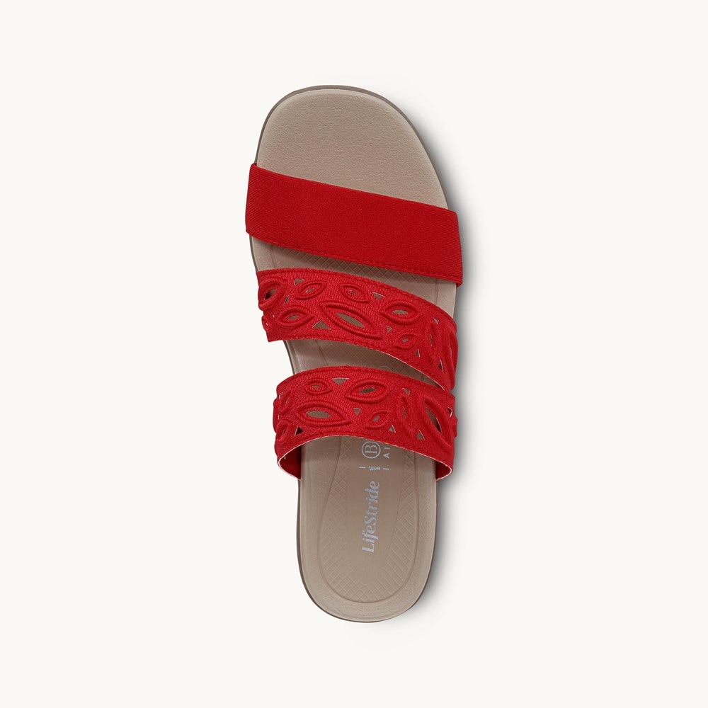 LifeStride Poppy Strappy Sandal - Fire Red Shimmer Fabric