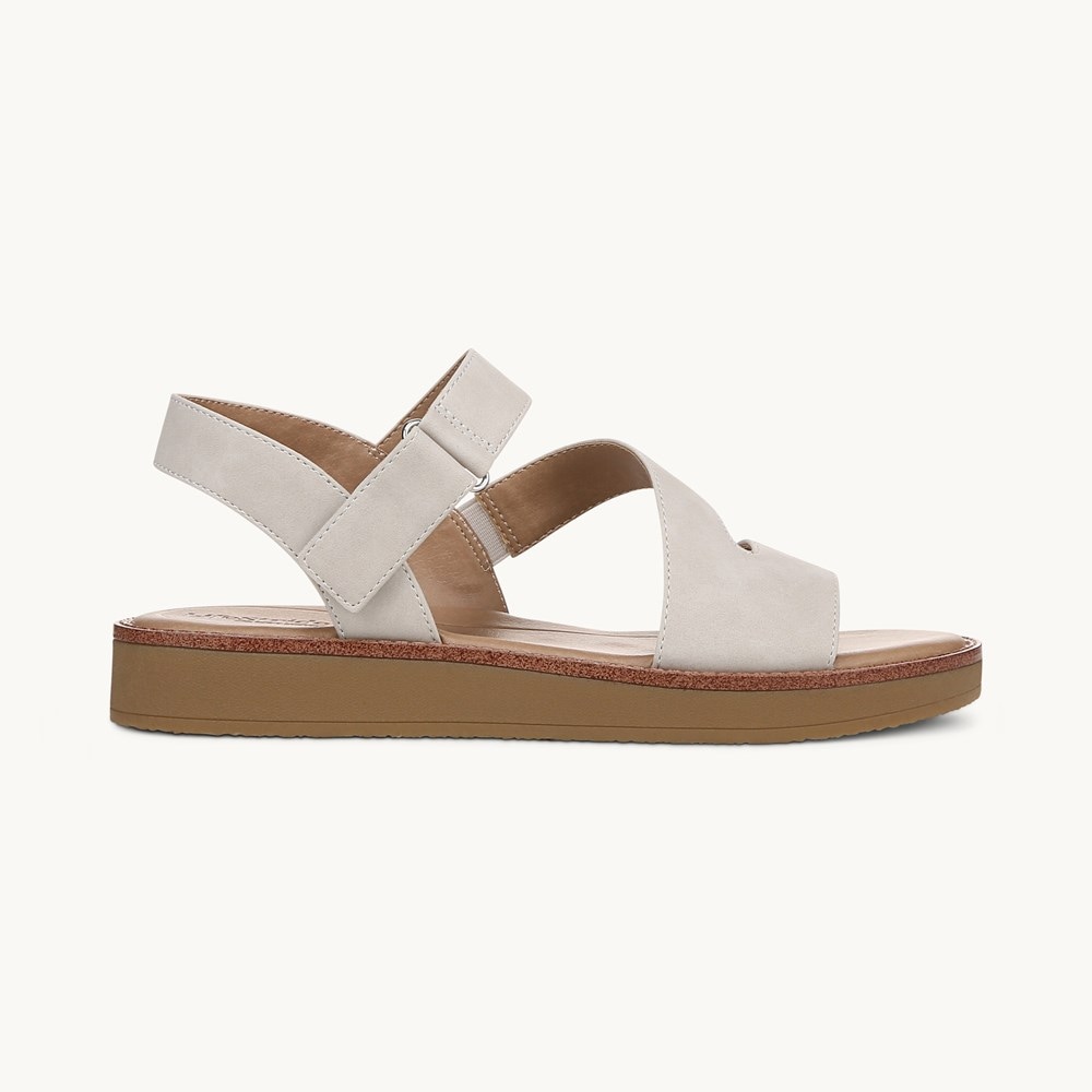 LifeStride Waverly Strappy Sandal - Stone Beige Faux Leather