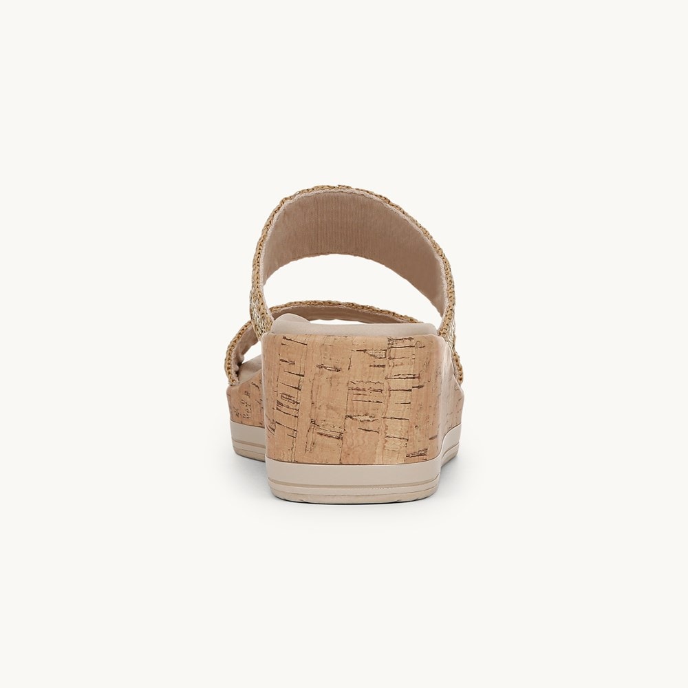LifeStride Resort Wedge Sandal - Gold Stretch Raffia Fabric