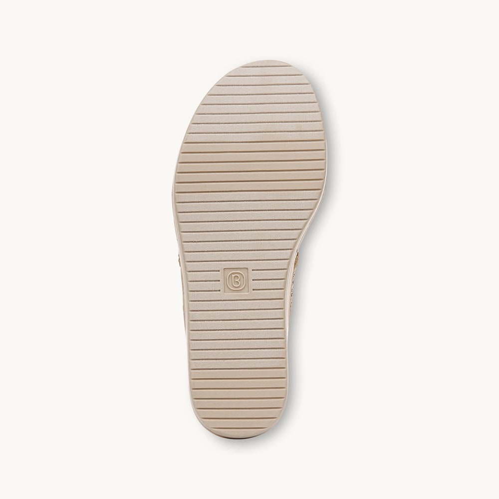 LifeStride Resort Wedge Sandal - Gold Stretch Raffia Fabric