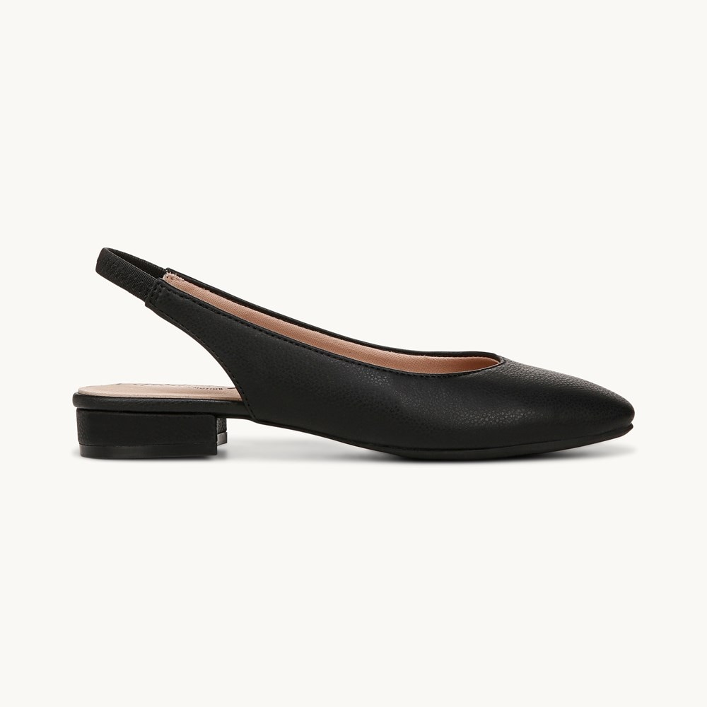 LifeStride Claire Slingback Flat - Black Faux Leather