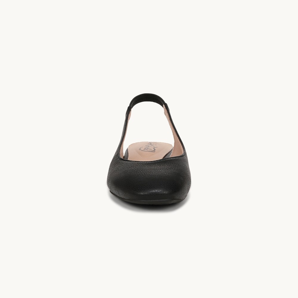 LifeStride Claire Slingback Flat - Black Faux Leather