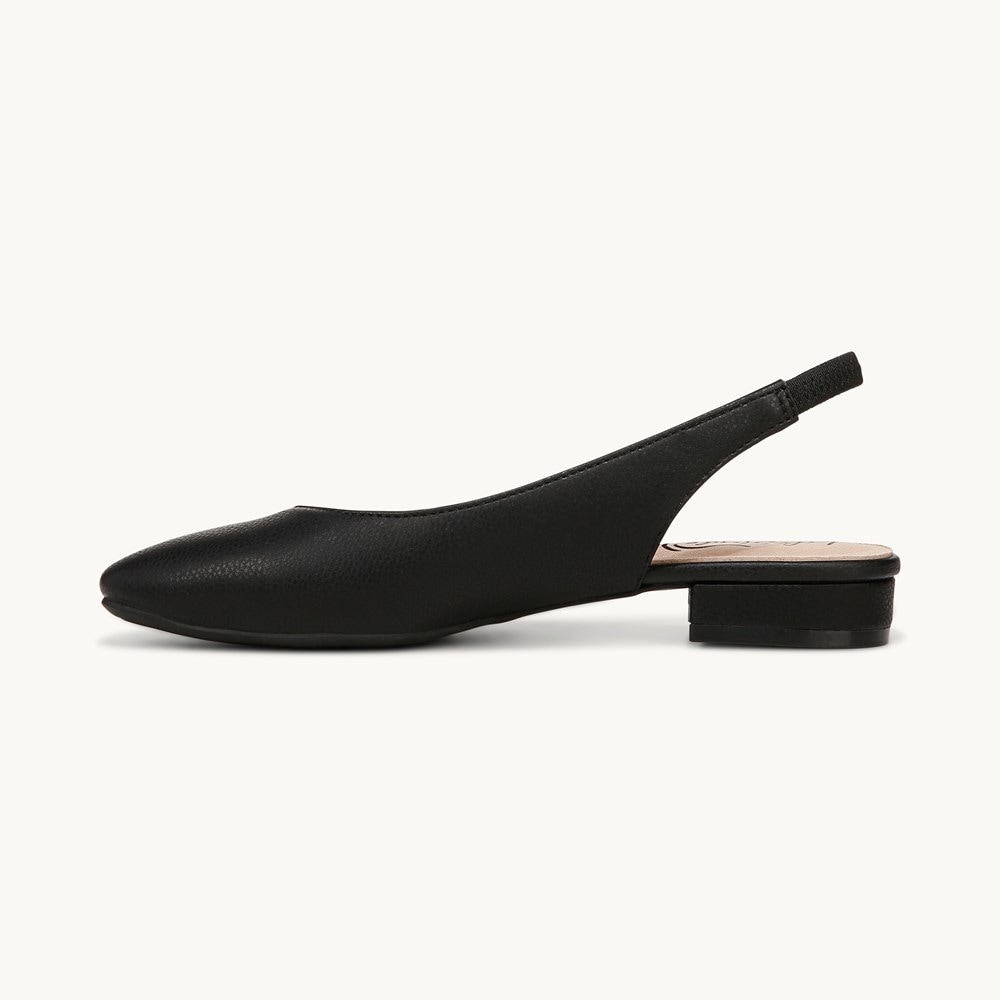 LifeStride Claire Slingback Flat - Black Faux Leather