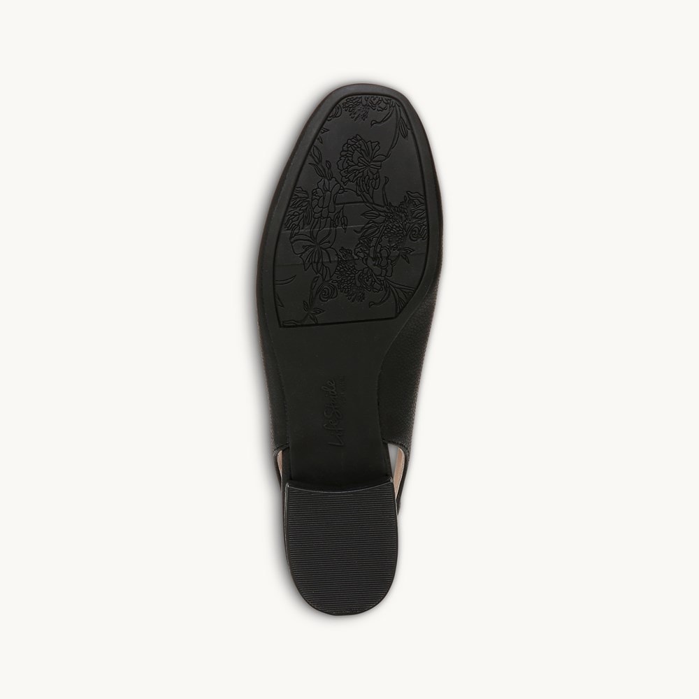 LifeStride Claire Slingback Flat - Black Faux Leather