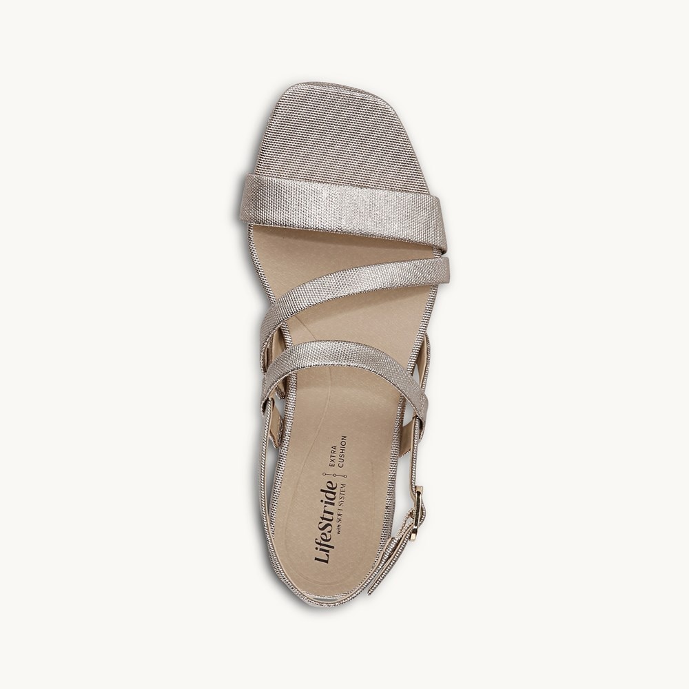 LifeStride Janet Strappy Dress Sandal - Bronze Faux Leather