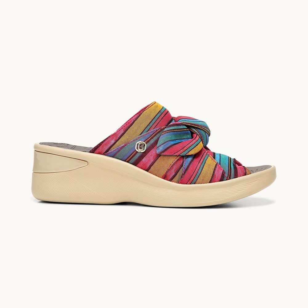 LifeStride Smile Wedge Sandal - Raspberry Stripe Fabric