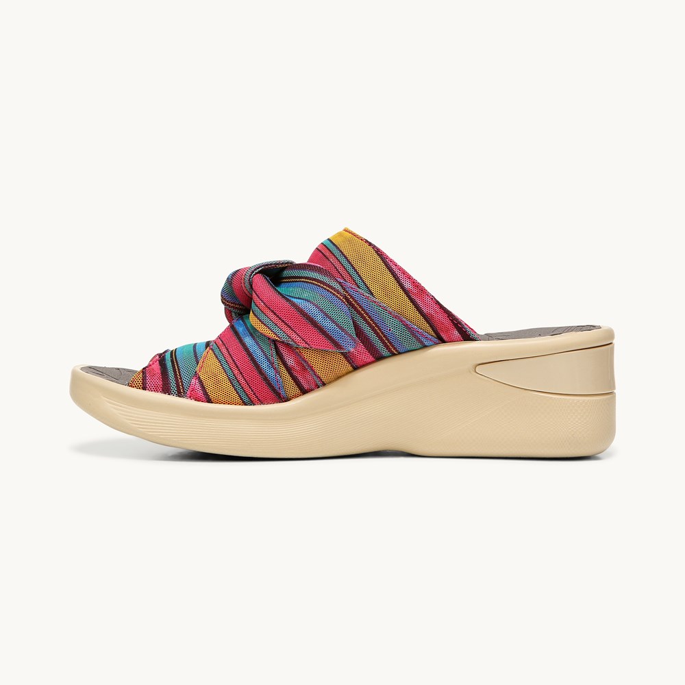 LifeStride Smile Wedge Sandal - Raspberry Stripe Fabric
