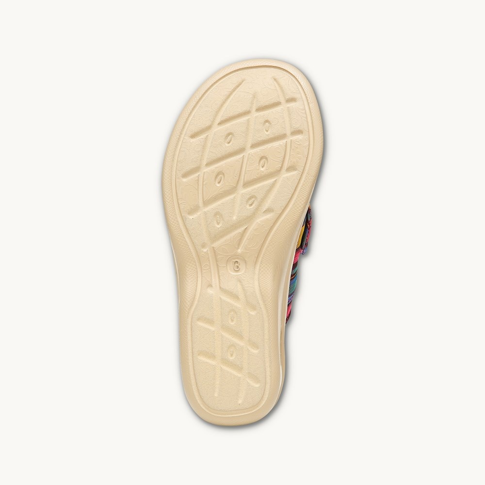 LifeStride Smile Wedge Sandal - Raspberry Stripe Fabric