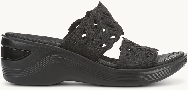 LifeStride Delight Wedge Sandal - Black Shimmer Fabric