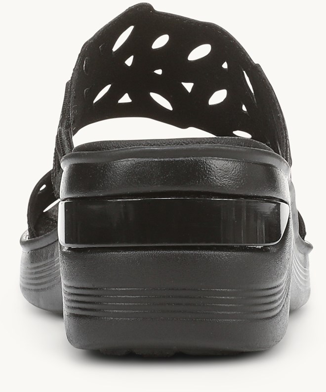LifeStride Delight Wedge Sandal - Black Shimmer Fabric
