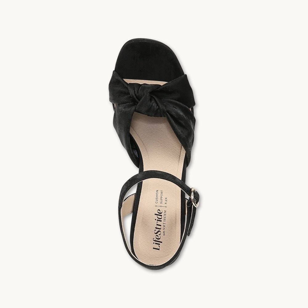 LifeStride August Dress Sandal - Black Faux Leather