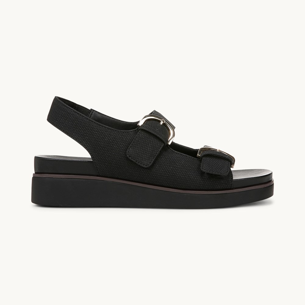 LifeStride Goodie Slingback Sandal - Black Faux Leather