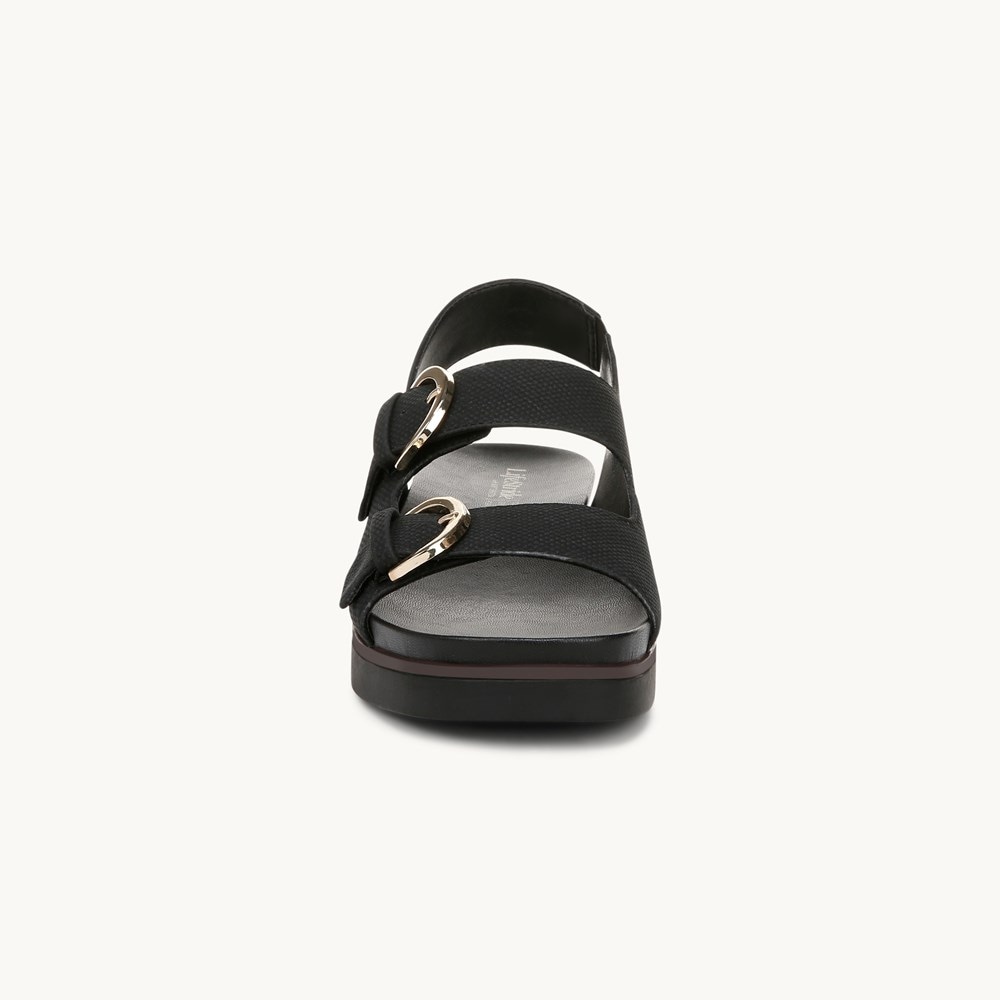 LifeStride Goodie Slingback Sandal - Black Faux Leather