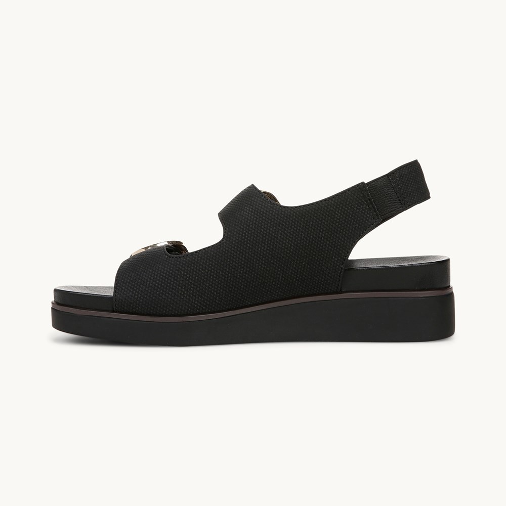 LifeStride Goodie Slingback Sandal - Black Faux Leather