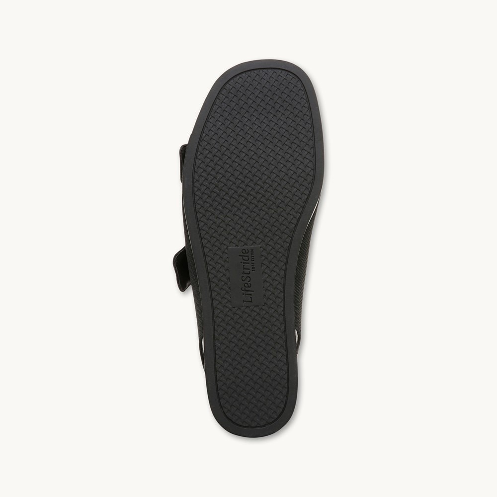 LifeStride Goodie Slingback Sandal - Black Faux Leather