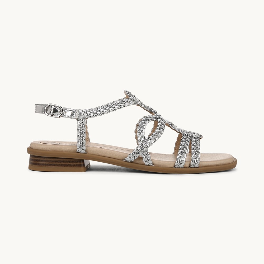 LifeStride Reagan Strappy Sandal - Silver Faux Leather