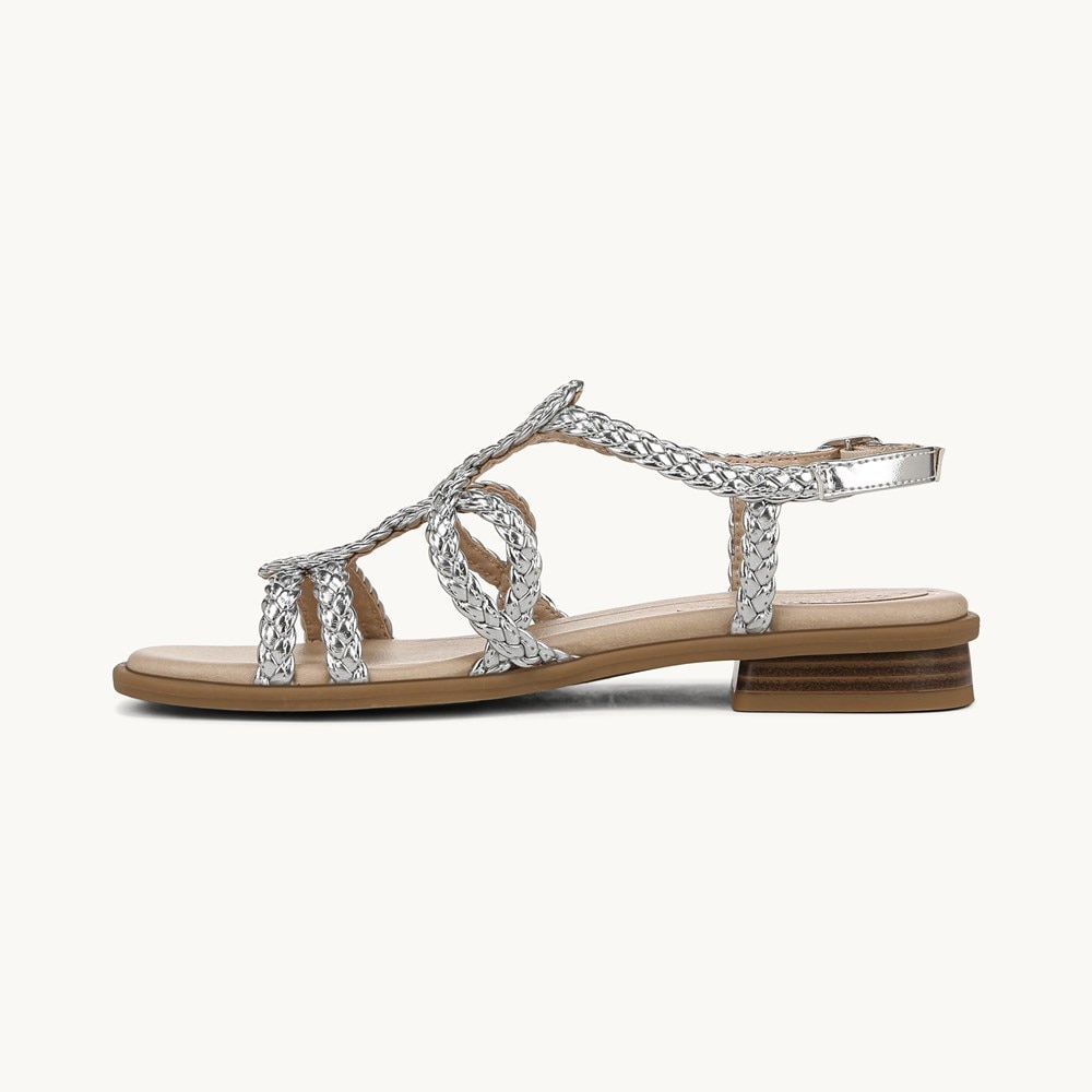 LifeStride Reagan Strappy Sandal - Silver Faux Leather