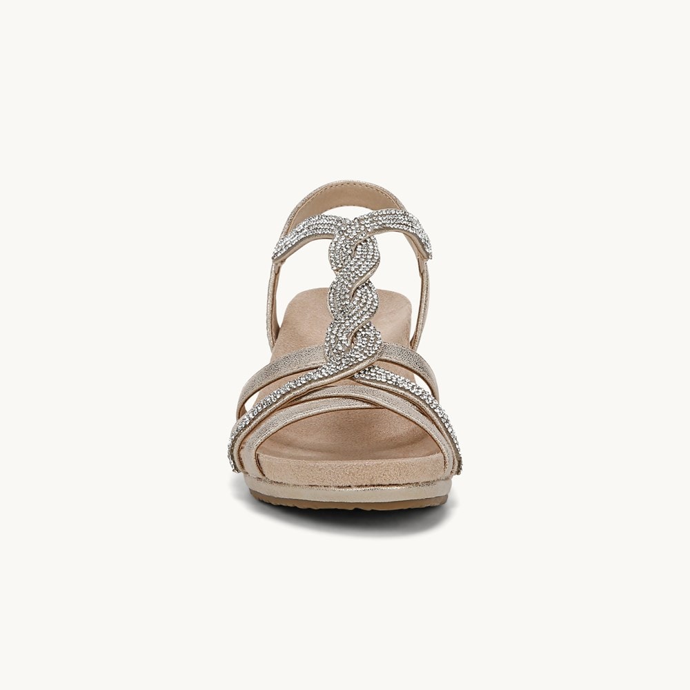 LifeStride Miami Wedge Sandal - Platino Gold Faux Leather
