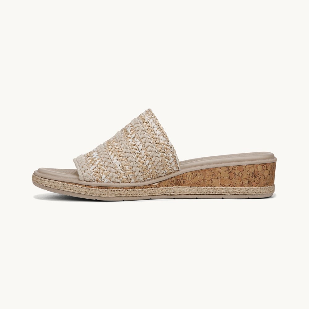 LifeStride Breezy Wedge Sandal - White Raffia Fabric