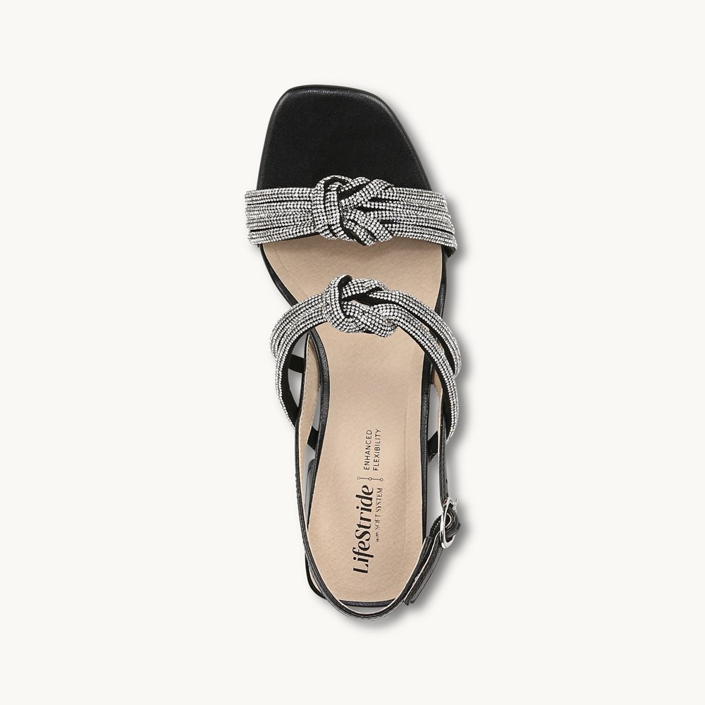 LifeStride Celeste Slingback Sandal - Black Faux Leather