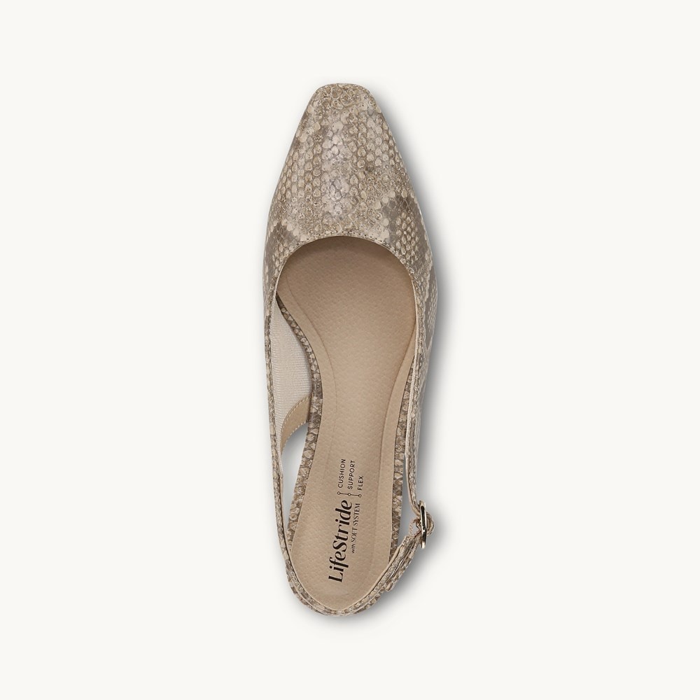 LifeStride Lorena Slingback - Taupe Faux Leather