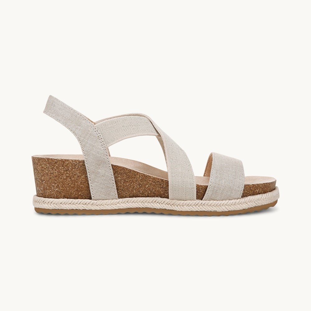 LifeStride Breeze Strappy Wedge Sandal - Almond Milk Fabric