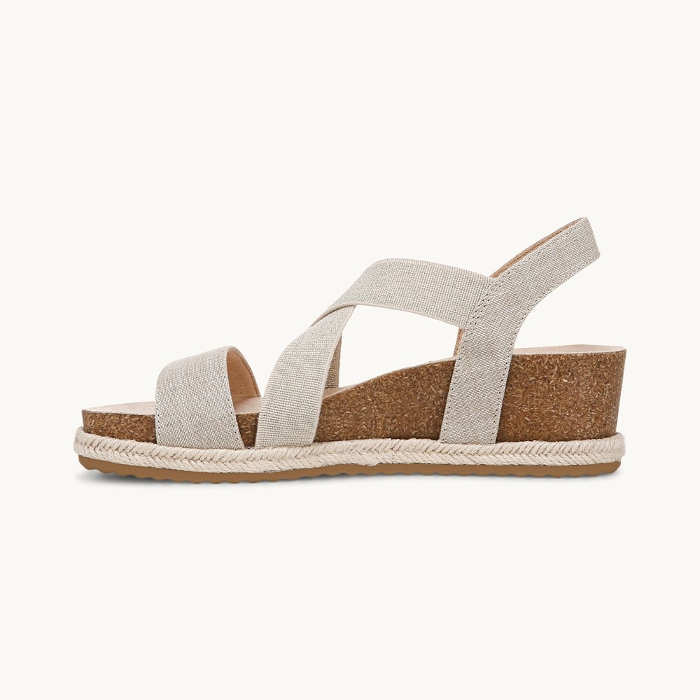 LifeStride Breeze Strappy Wedge Sandal - Almond Milk Fabric